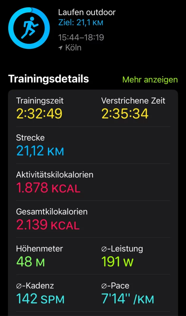 1.10. Halbmarathon Trainingsaufzeichnung